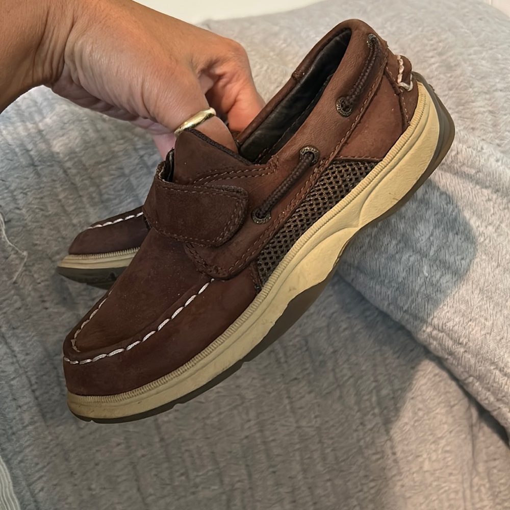 Sperry choc brown Velcro 11.5